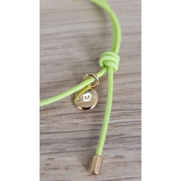 Marc by Marc Jacobs Neon Yellow Cord Friendship Bracelet Gold Charm NWT - Picture 3 of 6